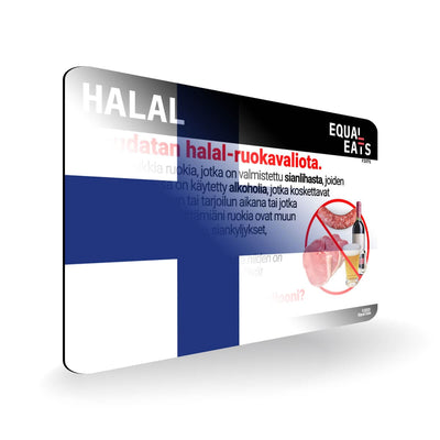 Halal Diet in Finnish. Halal Food Card for Finland