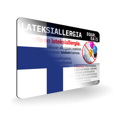 Latex Allergy in Finnish. Latex Allergy Travel Card for Finland