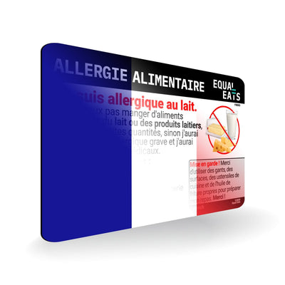 Milk Allergy in French. Milk Allergy Card for France