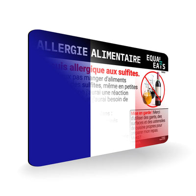 Sulfite Allergy in French. Sulfite Allergy Card for France