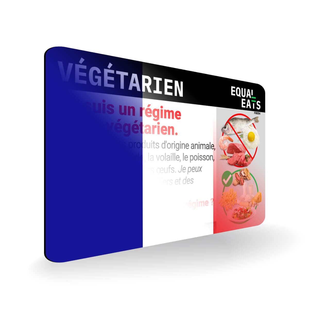 Lacto Vegetarian Card in French. Vegetarian Travel for France