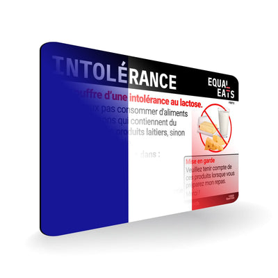 Lactose Intolerance in French. Lactose Intolerant Card for France
