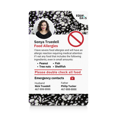 Fabric Custom Multiple Food Allergy ID Card (EqualEats)