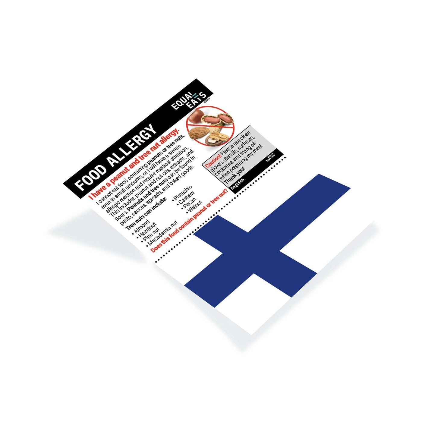 Printable Finnish Nut Allergy Translation Card