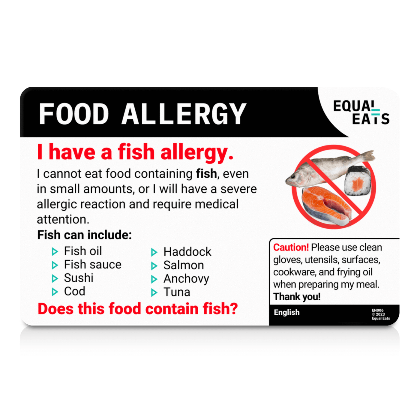 Dutch (Netherlands) Fish Allergy Card