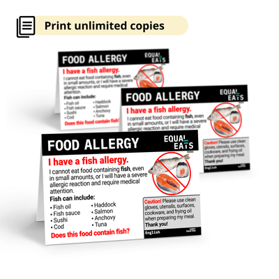 Fish Allergy Dining Cards