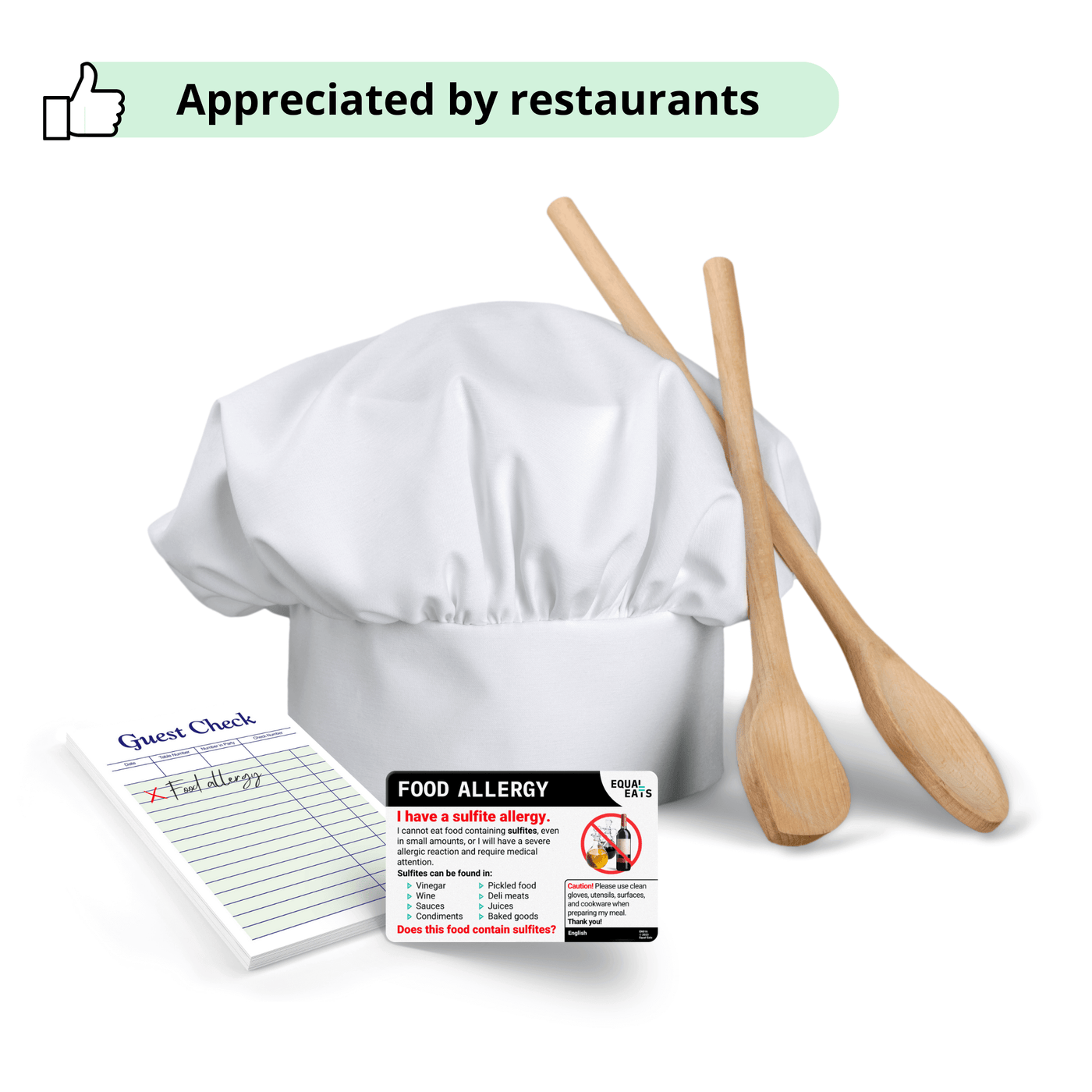 Food Allergy Chef Card for Sulphite Allergy, Allergies to Sulfites