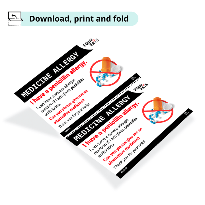 Free Penicillin Allergy Card in English (Printable)