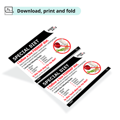 Free Low FODMAP Diet Card in English (Printable)