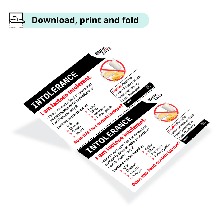 Free Lactose Intolerance Card (Printable)