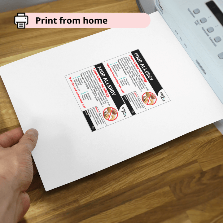 Free Tree Nut Allergy Card in English (Printable)