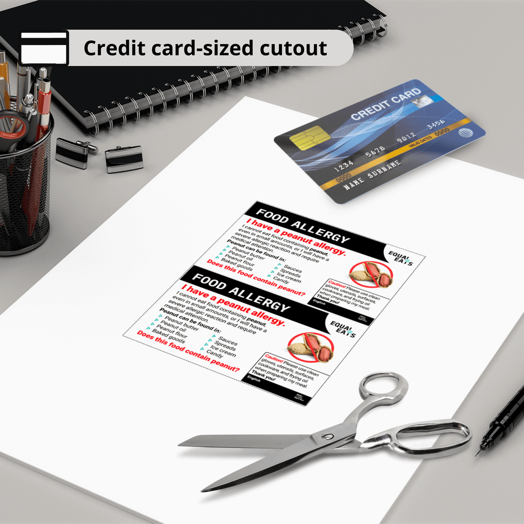 Free Peanut Allergy Card in English (Printable)