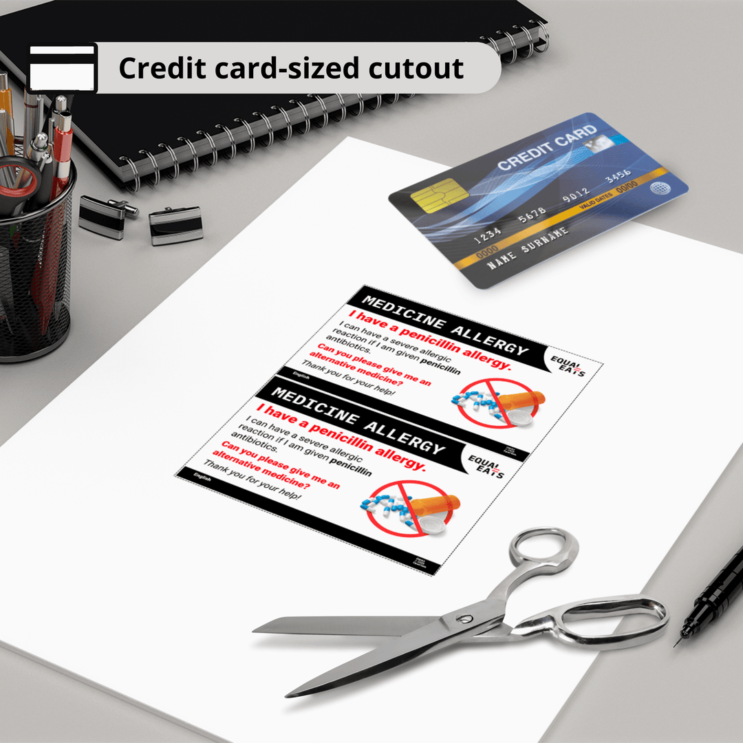 Free Penicillin Allergy Card in English (Printable)