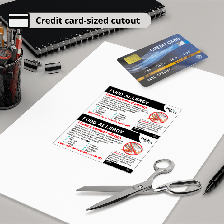 Free Seafood Allergy Card in English (Printable)