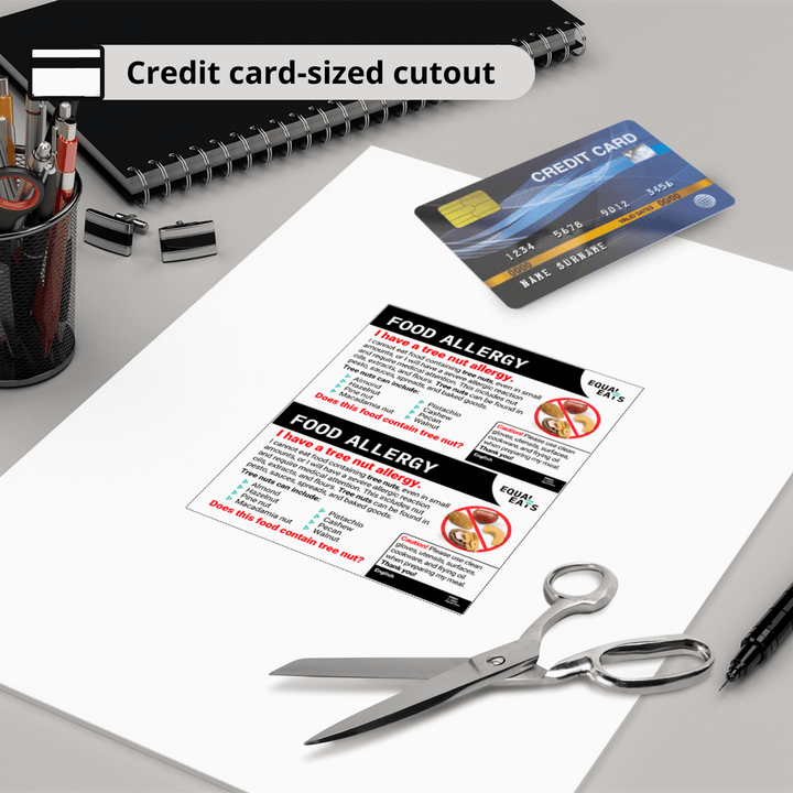 Free Tree Nut Allergy Card in English (Printable)