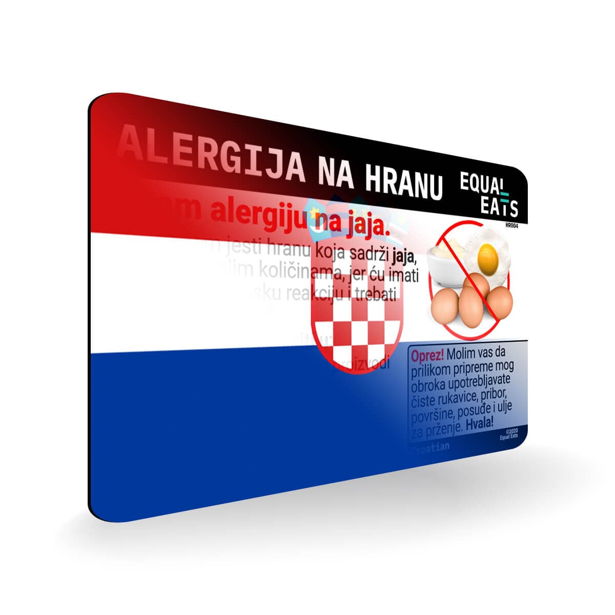 Egg Allergy in Croatian. Egg Allergy Card for Croatia