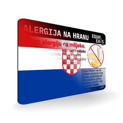 Milk Allergy in Croatian. Milk Allergy Card for Croatia