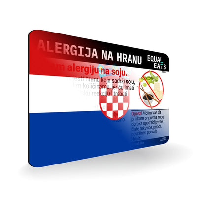 Soy Allergy in Croatian. Soy Allergy Card for Croatia