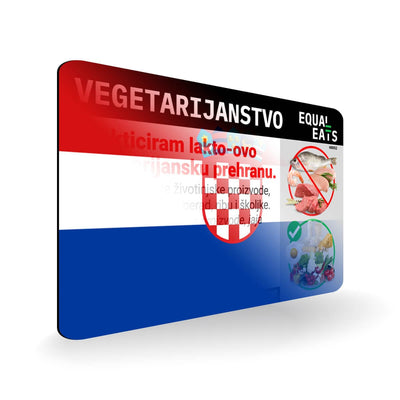 Lacto Ovo Vegetarian Diet in Croatian. Vegetarian Card for Croatia