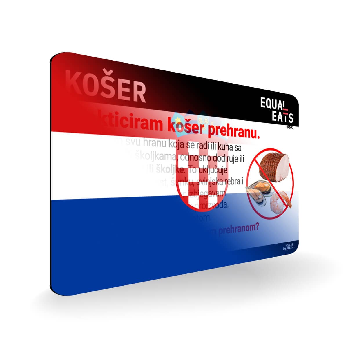 Kosher Diet in Croatian. Kosher Card for Croatia