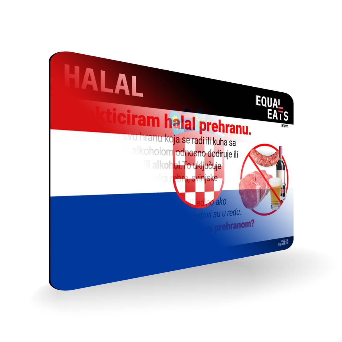 Halal Diet in Croatian. Halal Food Card for Croatia
