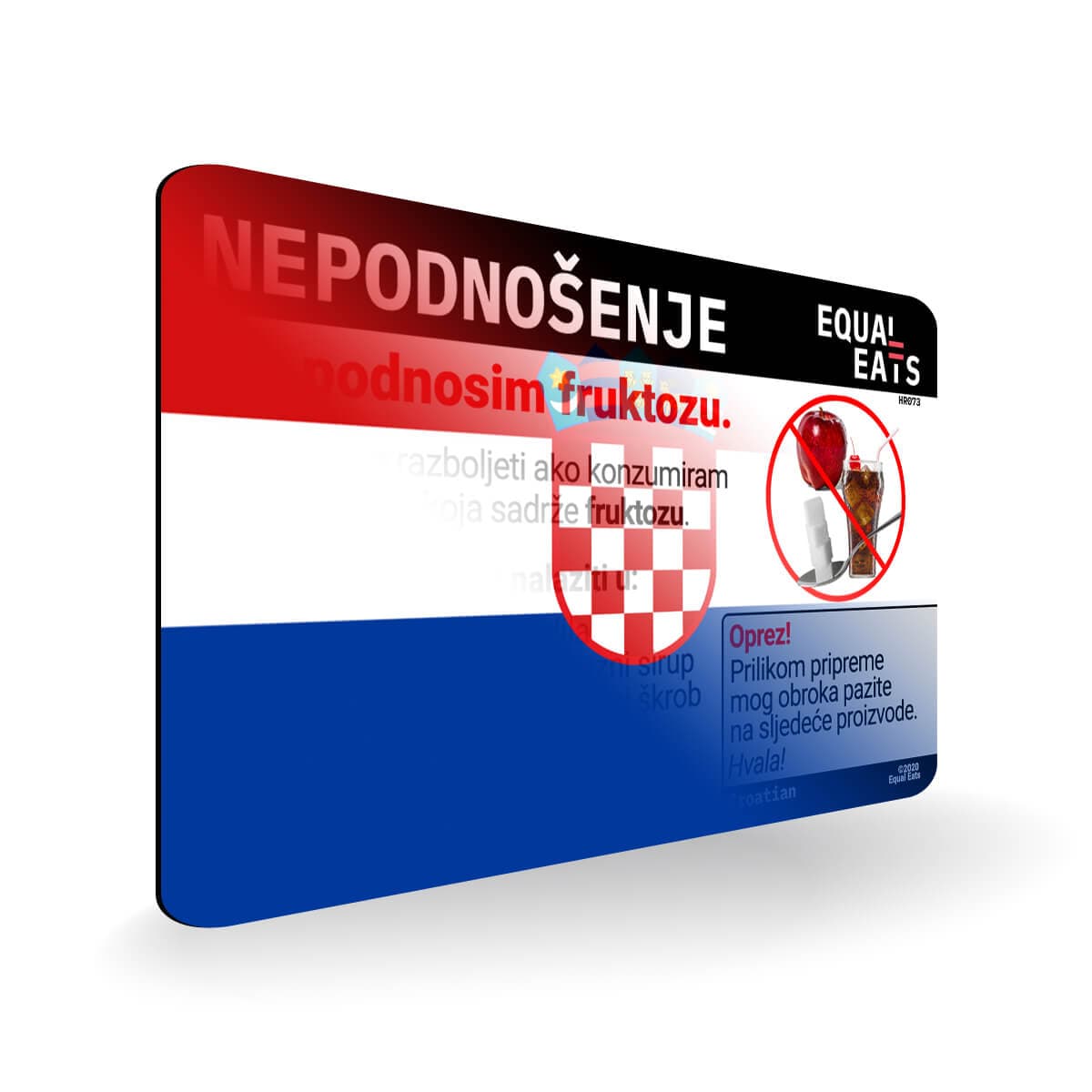 Fructose Intolerance in Croatian. Fructose Intolerant Card for Croatia