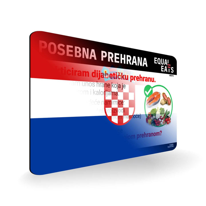 Diabetic Diet in Croatian. Diabetes Card for Croatia Travel