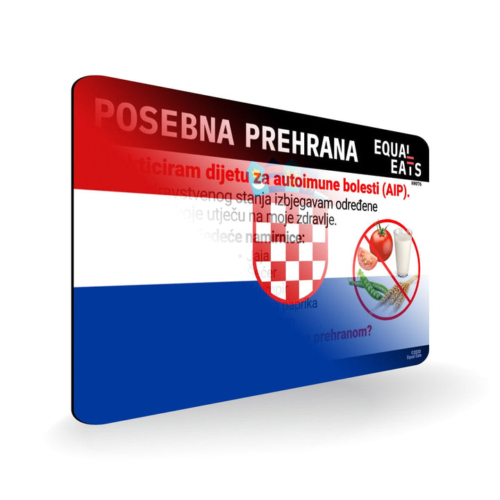 Low FODMAP Diet in Croatian. Low FODMAP Diet Card for Croatia