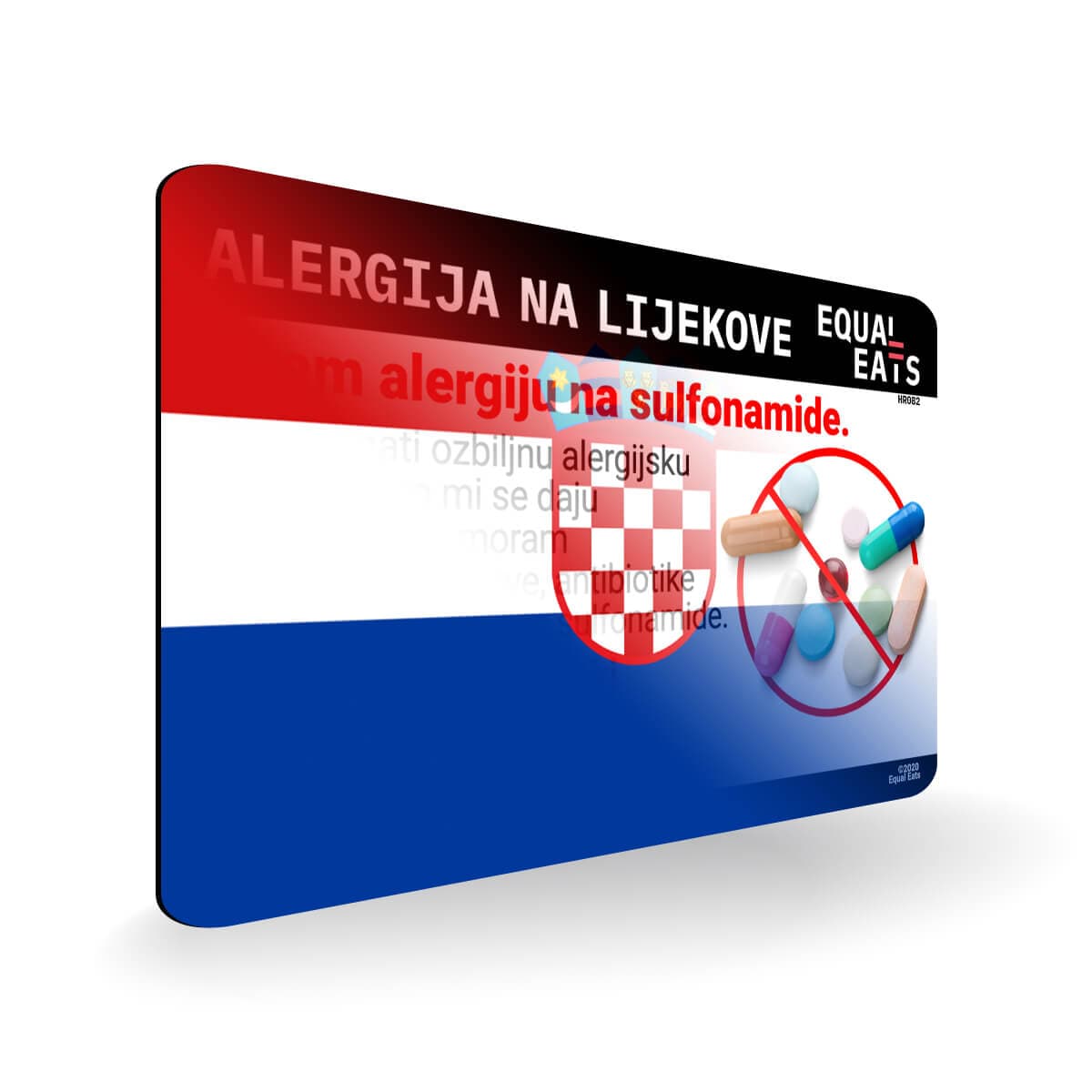Sulfa Allergy in Croatian. Sulfa Medicine Allergy Card for Croatia