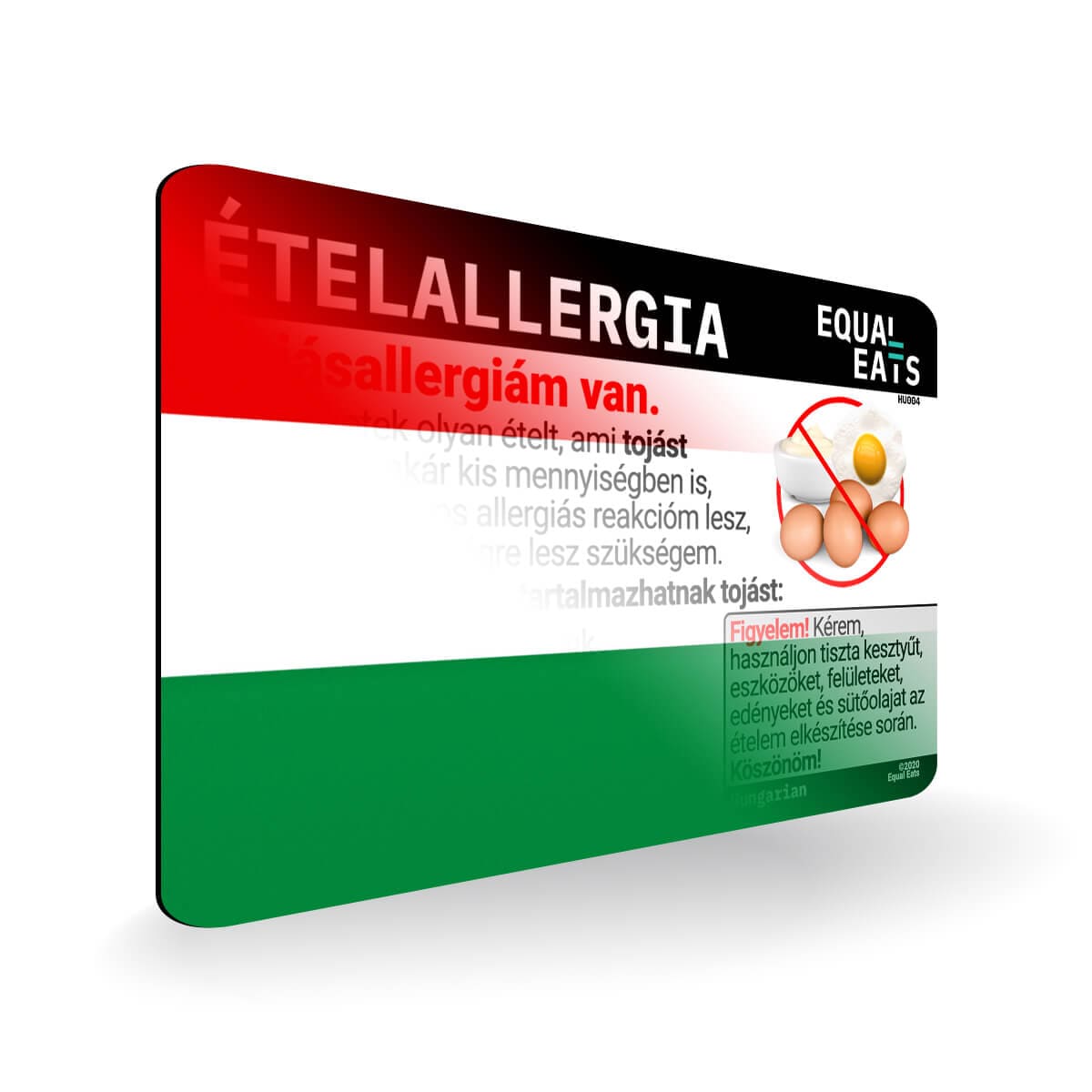 Egg Allergy in Hungarian. Egg Allergy Card for Hungary