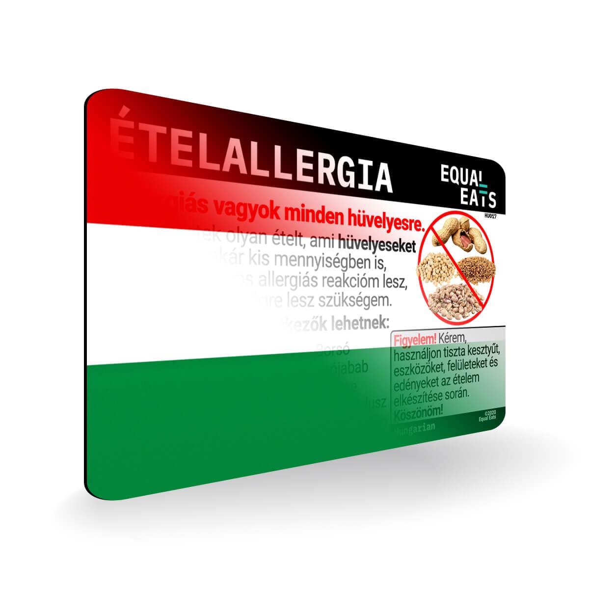Legume Allergy in Hungarian. Legume Allergy Card for Hungary