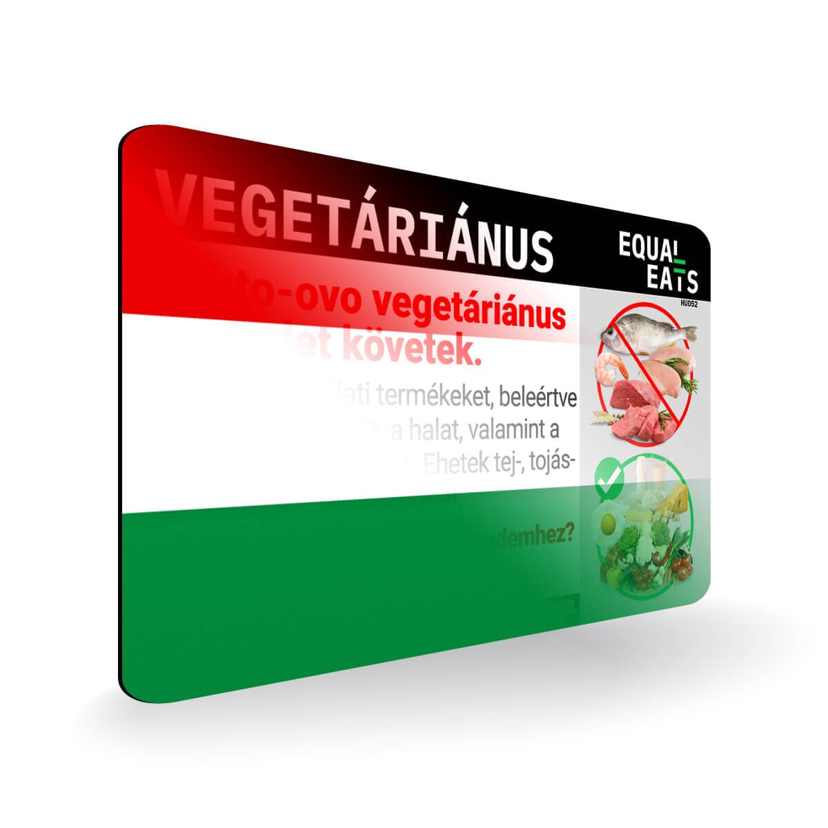 Lacto Ovo Vegetarian Diet in Hungarian. Vegetarian Card for Hungary