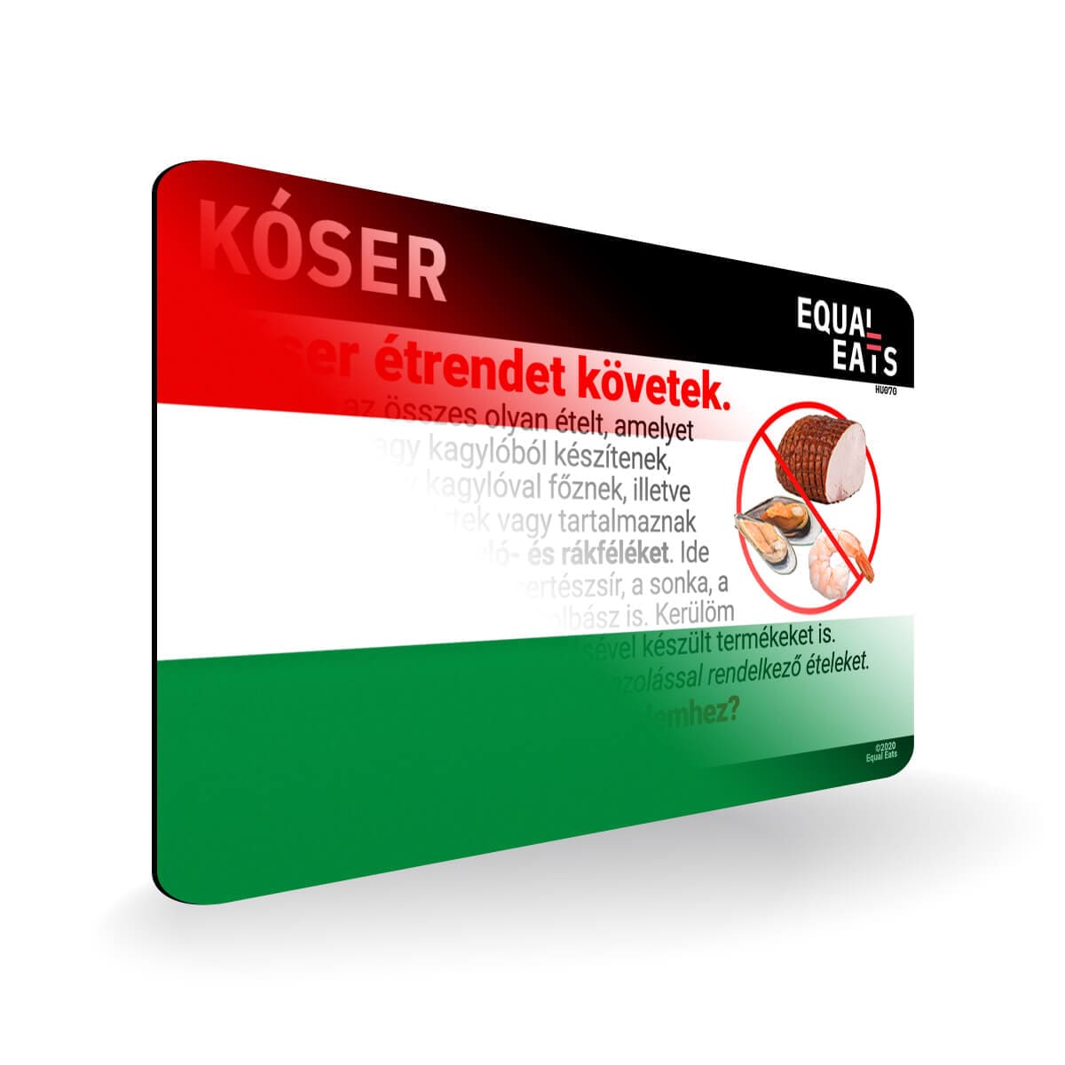 Kosher Diet in Hungarian. Kosher Card for Hungary