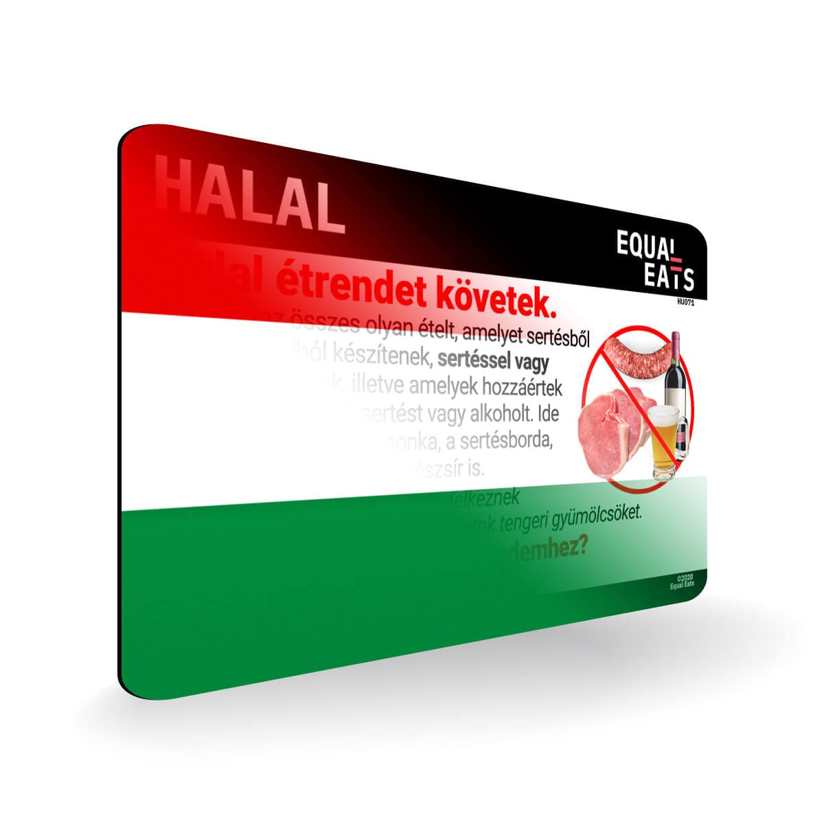 Halal Diet in Hungarian. Halal Food Card for Hungary