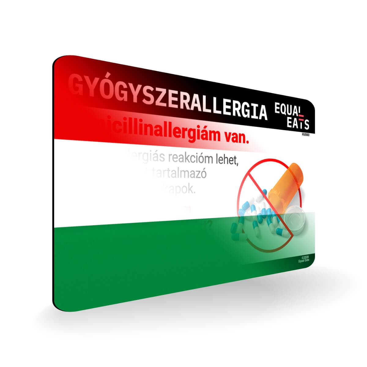 Penicillin Allergy in Hungarian. Penicillin medical ID Card for Hungary