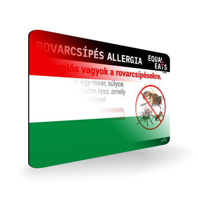 Insect Sting Allergy in Hungarian. Bee Sting Allergy Card for Hungary