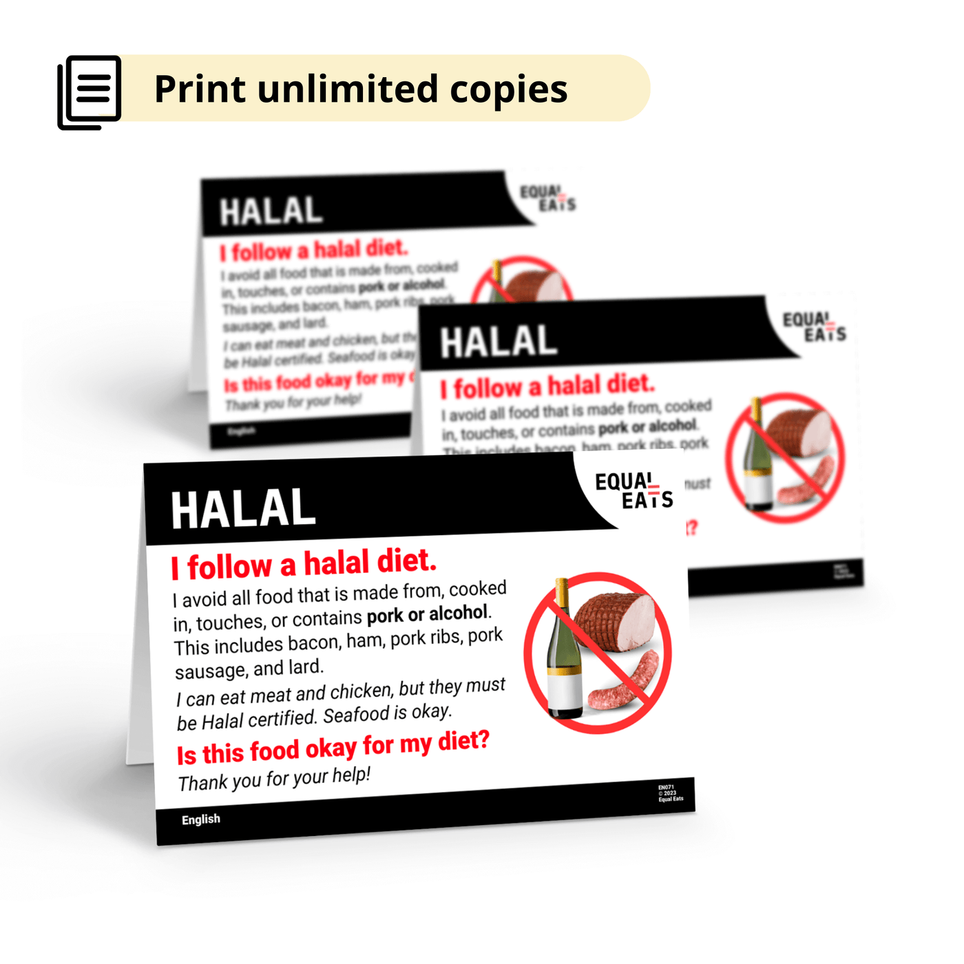 Halal Diet Dining Cards