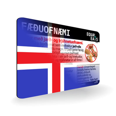 Peanut and Tree Nut Allergy in Icelandic. Peanut and Tree Nut Allergy Card for Iceland Travel