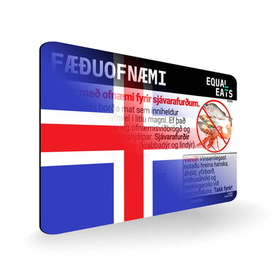 Seafood Allergy in Icelandic. Seafood Allergy Card for Iceland