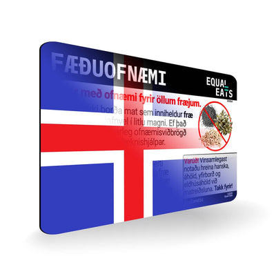 Seed Allergy in Icelandic. Seed Allergy Card for Iceland
