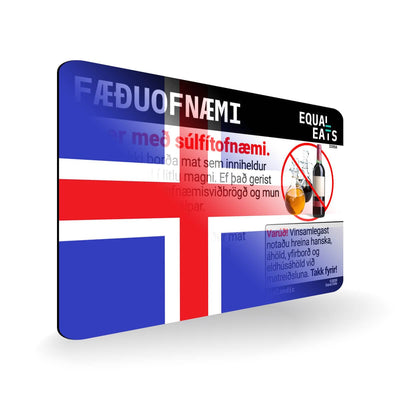 Sulfite Allergy in Icelandic. Sulfite Allergy Card for Iceland