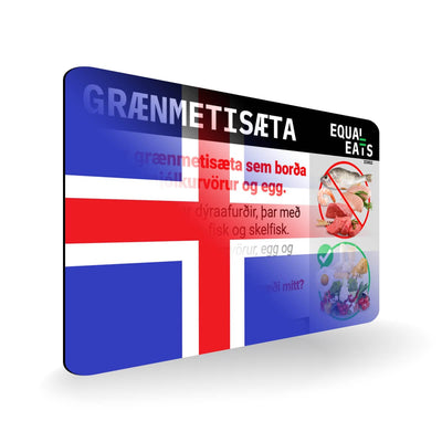 Lacto Ovo Vegetarian Diet in Icelandic. Vegetarian Card for Iceland