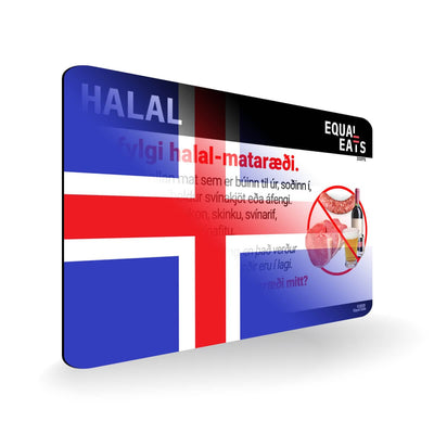 Halal Diet in Icelandic. Halal Food Card for Iceland