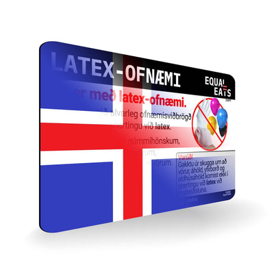Latex Allergy in Icelandic. Latex Allergy Travel Card for Iceland