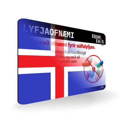 Sulfa Allergy in Icelandic. Sulfa Medicine Allergy Card for Iceland