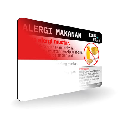 Mustard Allergy in Indonesian. Mustard Allergy Card for Indonesia