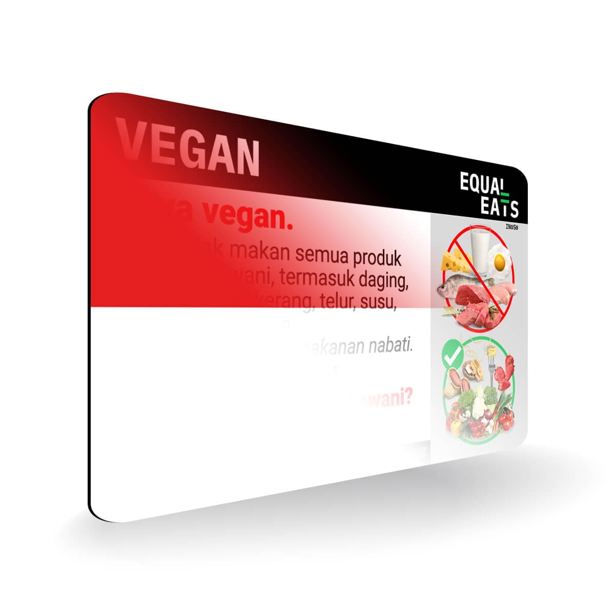 Vegan Diet in Indonesian. Vegan Card for Indonesia