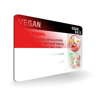 Vegan Diet in Indonesian. Vegan Card for Indonesia