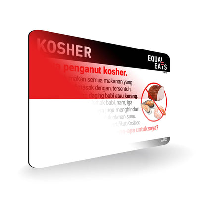 Kosher Diet in Indonesian. Kosher Card for Indonesia