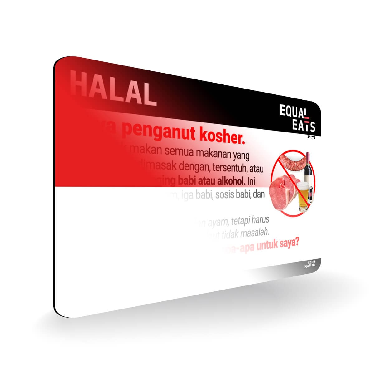 Halal Diet in Indonesian. Halal Food Card for Indonesia